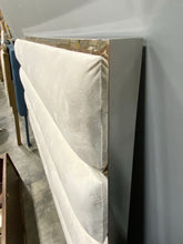 Load image into Gallery viewer, Baylor King Uphostered Platform **HEADBOARD ONLY** White Velvet Upholstery Fabric AS IS
