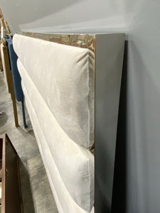 Baylor King Uphostered Platform **HEADBOARD ONLY** White Velvet Upholstery Fabric AS IS