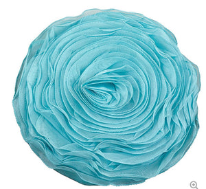 Haley Rose Chiffon Decorative Throw Pillow With Filler, 16" Round (Set of 2), Turquoise #124HW