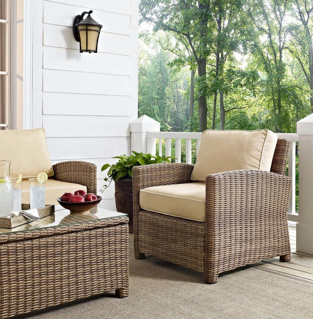 Crosley Bradenton Outdoor Wicker Arm Chair-*AS IS* (missing cushions) #170-NT