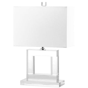 Town 20.5 in. Clear Square Crystal Column Table Lamp with White Shade (2637RR)