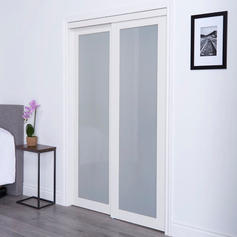 Baldarassario Glass Sliding Closet Door 72 x 80 White(1059)
