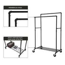 Load image into Gallery viewer, Rebrilliant Anja 39.38" W Double Rail Garment Rack Black #166HW
