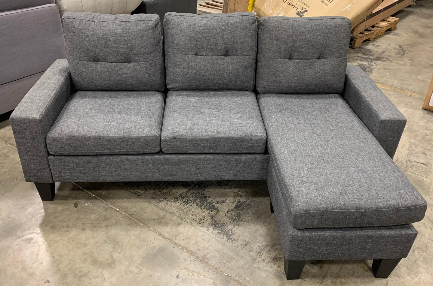2 pc Mercury Row Briley light gray linen like fabric sectional sofa reversible ottoman chaise