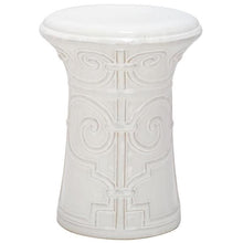 Load image into Gallery viewer, Imperial Scroll White Ceramic Garden Stool - #199CE
