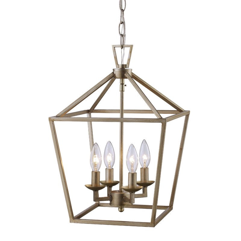 Carmen 4 - Light Lantern Geometric Pendant Antique Silverleaf(1324)