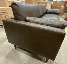 Load image into Gallery viewer, Cayenna Genuine Leather 81&quot; Square Arm Sofa Dark Brown
