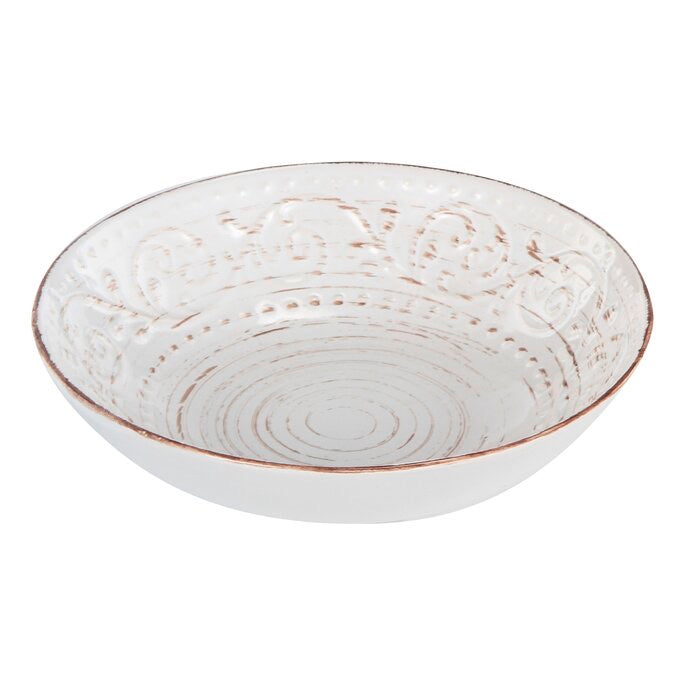 Megan Rustic Flare Decorative Bowl White/Brown(856)