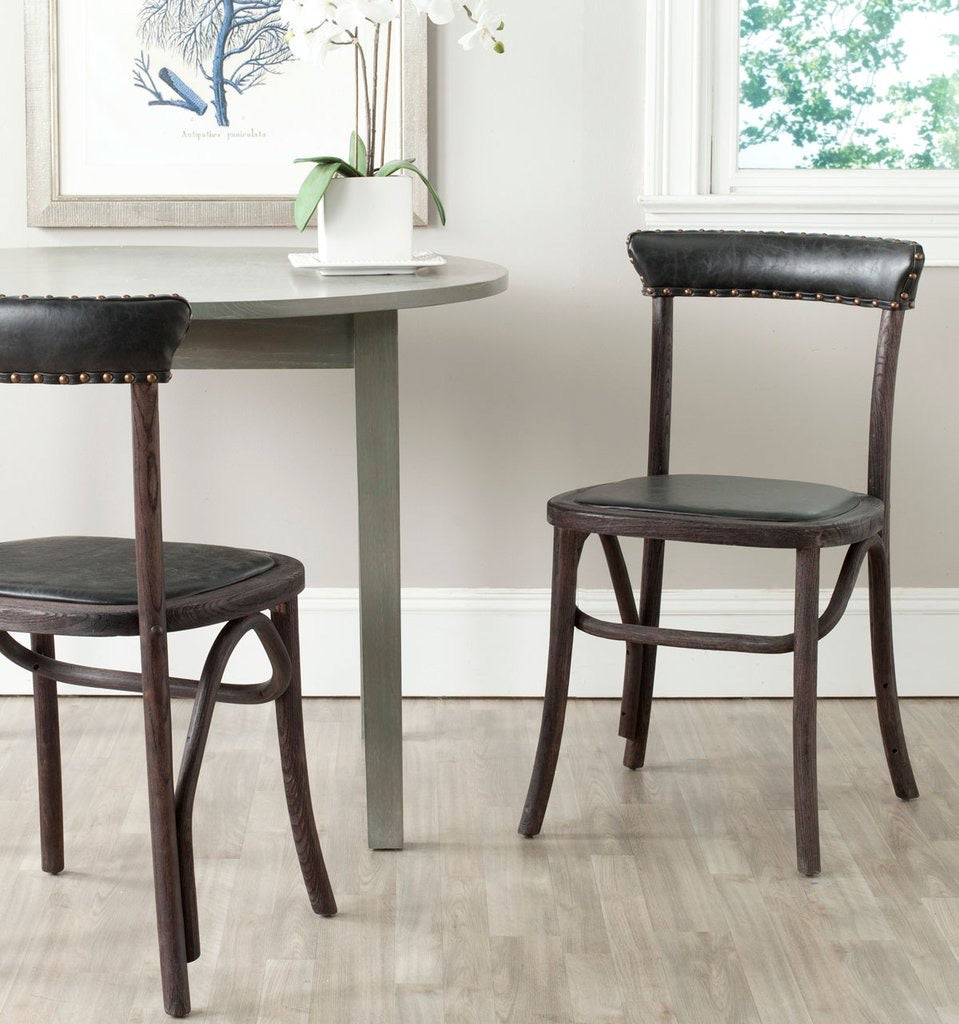 Kenny Dining Chairs with Nailhead Trim Antique Black/Oak Set of 2 (2661RR)
