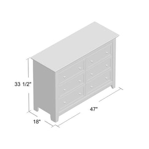 Plympton 6 Drawer Double Dresser White(316)