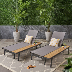 Achillee Sun Lounger Set of 2 with Tables Grey/Black/Natural(1103)