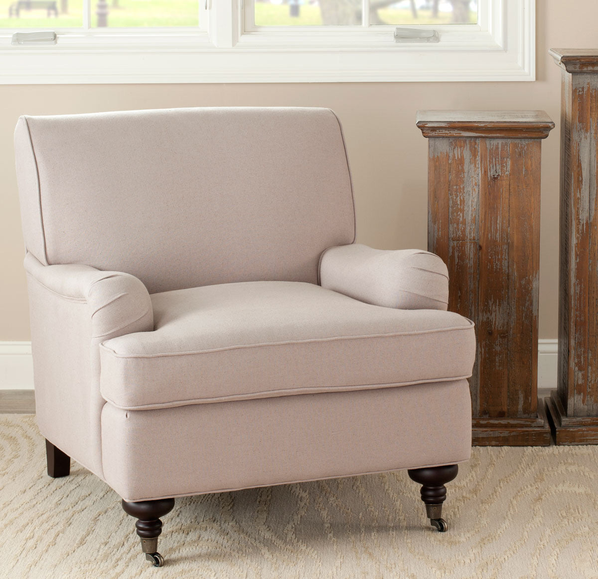 Chloe Taupe/Java Linen Club Arm Chair #492HW