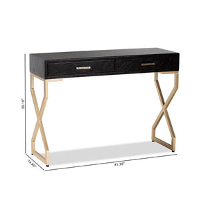 Carville Faux Leather Finished 2 Drawer Console Table Brown(1402)