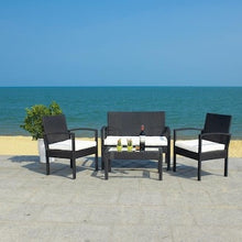 Load image into Gallery viewer, Safavieh Bassey 4-Piece Metal Frame Patio Conversation Set with Cushions #160-NT
