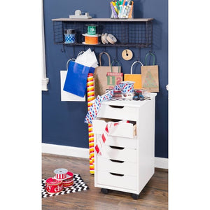 Cary 6 Drawer Rolling Storage Cart White(332)