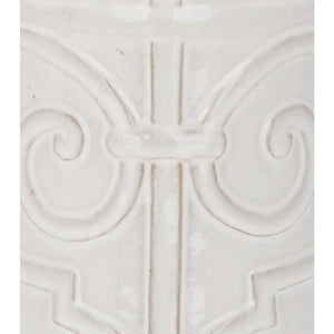 Imperial Scroll White Ceramic Garden Stool - #199CE