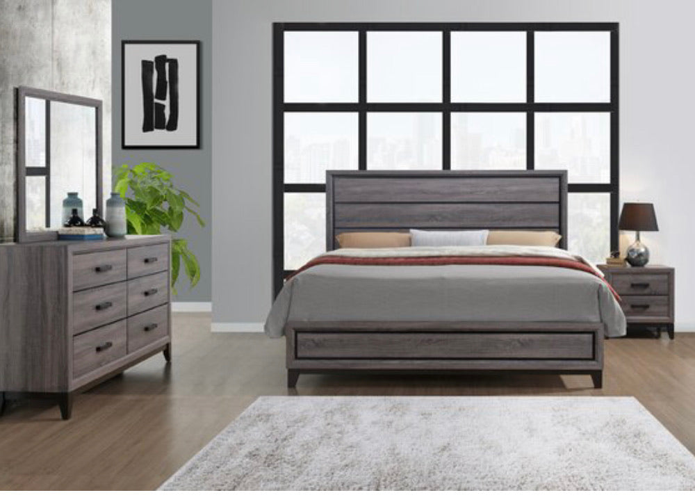 King Jerold Standard Bed- Grey #4545 (2 boxes)