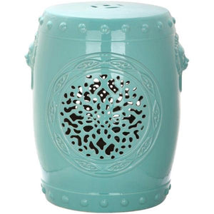 Flower Drum Aqua Ceramic Garden Stool(2322RR)