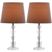 Load image into Gallery viewer, Harlow 16 in. Clear Tiered Crystal Orb Table Lamp with Brown Shade (Set of 2) - #127CE
