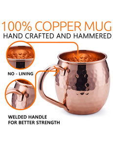 Moscow Mule Copper Mugs with 4 Straws and Shot Glass - 13 CDR