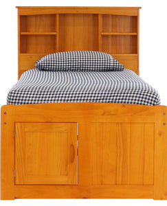 Discovery World Furniture Bookcase Captains Bed with 6 Drawer Storage, Twin, Honey #343HW