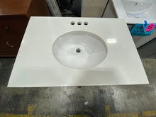 Load image into Gallery viewer, 30 in. Bath Vanity in Gray with Cottage Dresser Style with White Stone Top and Basin
