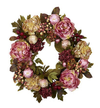 Load image into Gallery viewer, 24.0 in. H Red Peony  Hydrangea Wreath 4398RR
