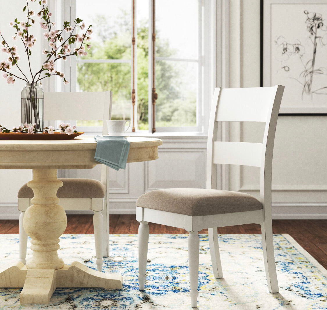 Set of 2 Jaclin Linen Ladder Back Side Chair #119-NT