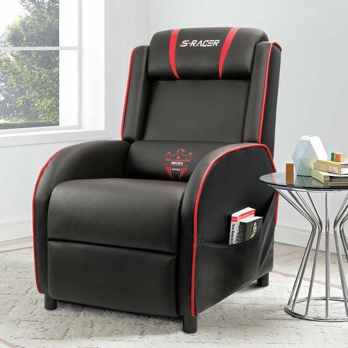 Ergonomic Manual Recliner with Massage Black/Red(1122)