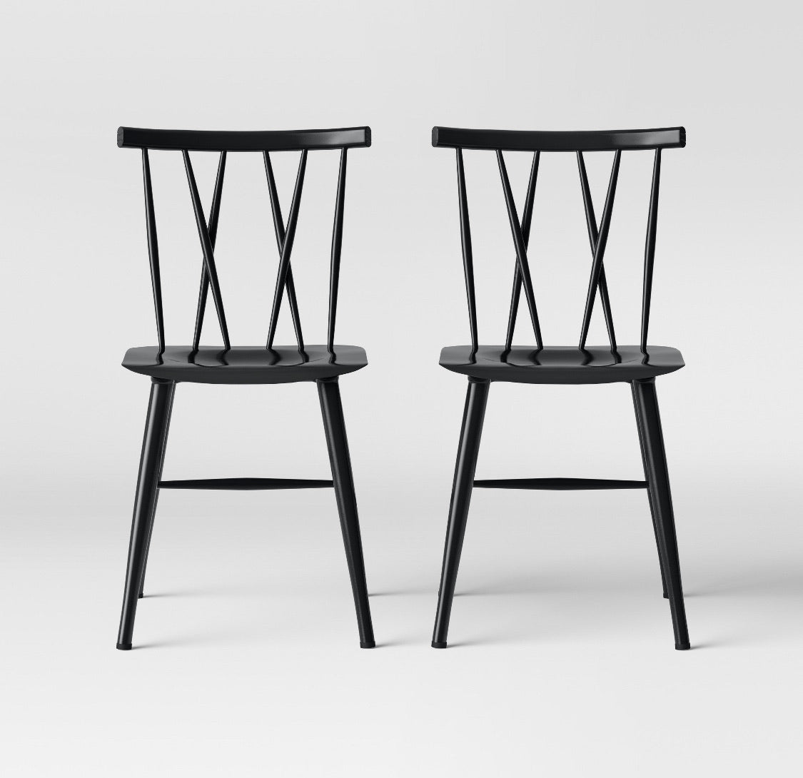 Set of 2 Becket Metal X Back Chair  #9189
