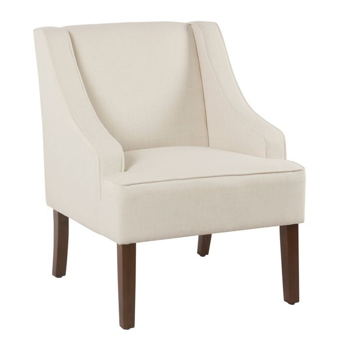 Classic Solid Swoop Arm Accent Chair Cream(1344)