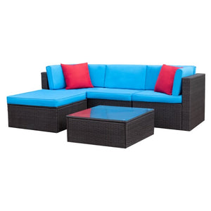 Stotesbury 2pc Rattan Seating Set Brown/Blue/Red(1955RR)