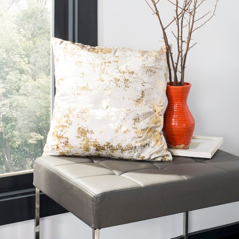 20'' H x 20'' W Beige/Gold Reynold Throw Pillow HA9709