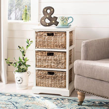 Load image into Gallery viewer, Halle 3 Wicker Basket Storage Side Table Distressed White(1275)
