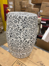 Load image into Gallery viewer, 18.5-in White Ceramic Barrel Garden Stool *AS IS #1679HW

