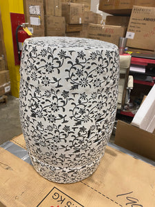 18.5-in White Ceramic Barrel Garden Stool *AS IS #1679HW