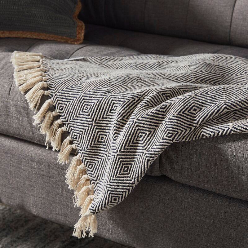 Throw Navy Blue Mayer Cotton Blanket - 179HA