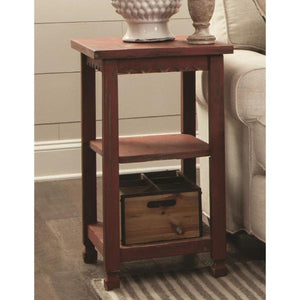 Country Cottage Red Antique 2 Shelf End Table 2445CDR