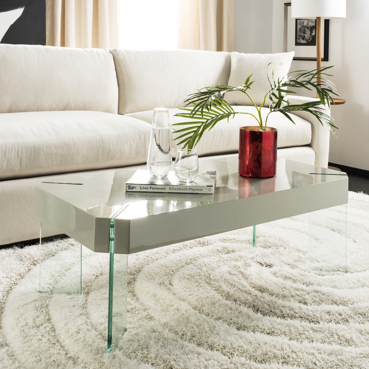 Katelyn Rectangular Contemporary Glass Leg Coffee Table #469HW