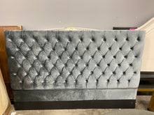 Load image into Gallery viewer, Jennie Tufted Upholstered Low Profile Headboard King Dark Gray Velvet AS IS
