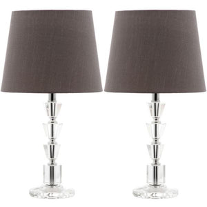 Harlow 16 in. Clear Tiered Crystal Orb Table Lamp with Brown Shade (Set of 2) - #127CE