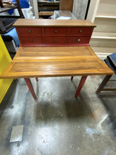 Load image into Gallery viewer, Abigail 7 Drawer Fold Down Desk in Egyptian Red/Oak
