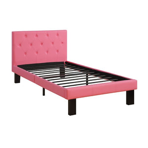 Gilbertson Faux Leather Platform Bed Twin Pink(1104)