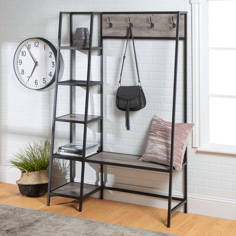 Ada Hall Tree and Shoe Storage Gray Wash(1268)