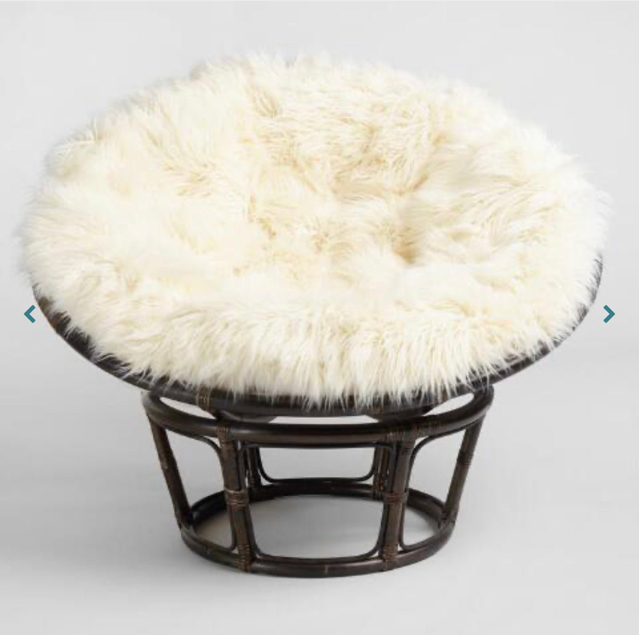 Ivory Mongolian Faux Fur Papasan Cushion ONLY(733)