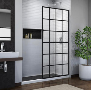 French Linea Toulon  34 in. x 72 in. Frameless Fixed Shower Screen in Satin Black MRM2008