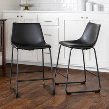 Load image into Gallery viewer, Saracina Faux Leather Dining Kitchen Counter Stools Set of 4 Black(605-2 boxes)
