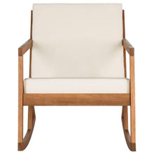 Load image into Gallery viewer, Vernon Teak Brown Wood Outdoor Rocking Chair with Beige Cushions - #110CE
