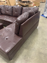 Load image into Gallery viewer, 3 PC Sectional Sofa Set, (Brown) Faux Leather Right -Facing Chaise and storage ottoman
