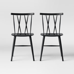 Becket Metal X Back Dining Chair Set of 2 Black(1857RR)